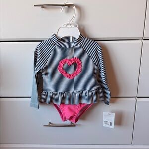 Little Me Pink Heart swimsuit set